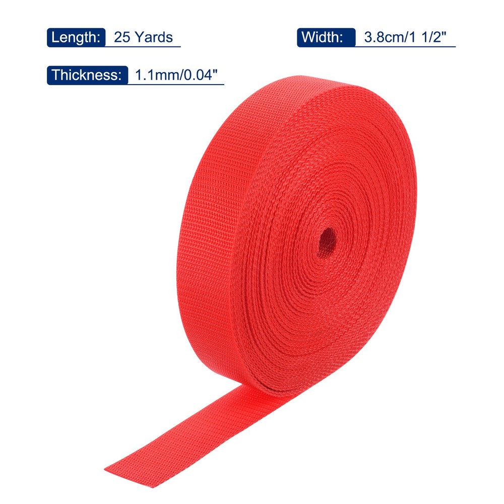 Lightweight Polypropylene Webbing Strap 3.8cm 25 Yard Orange Red