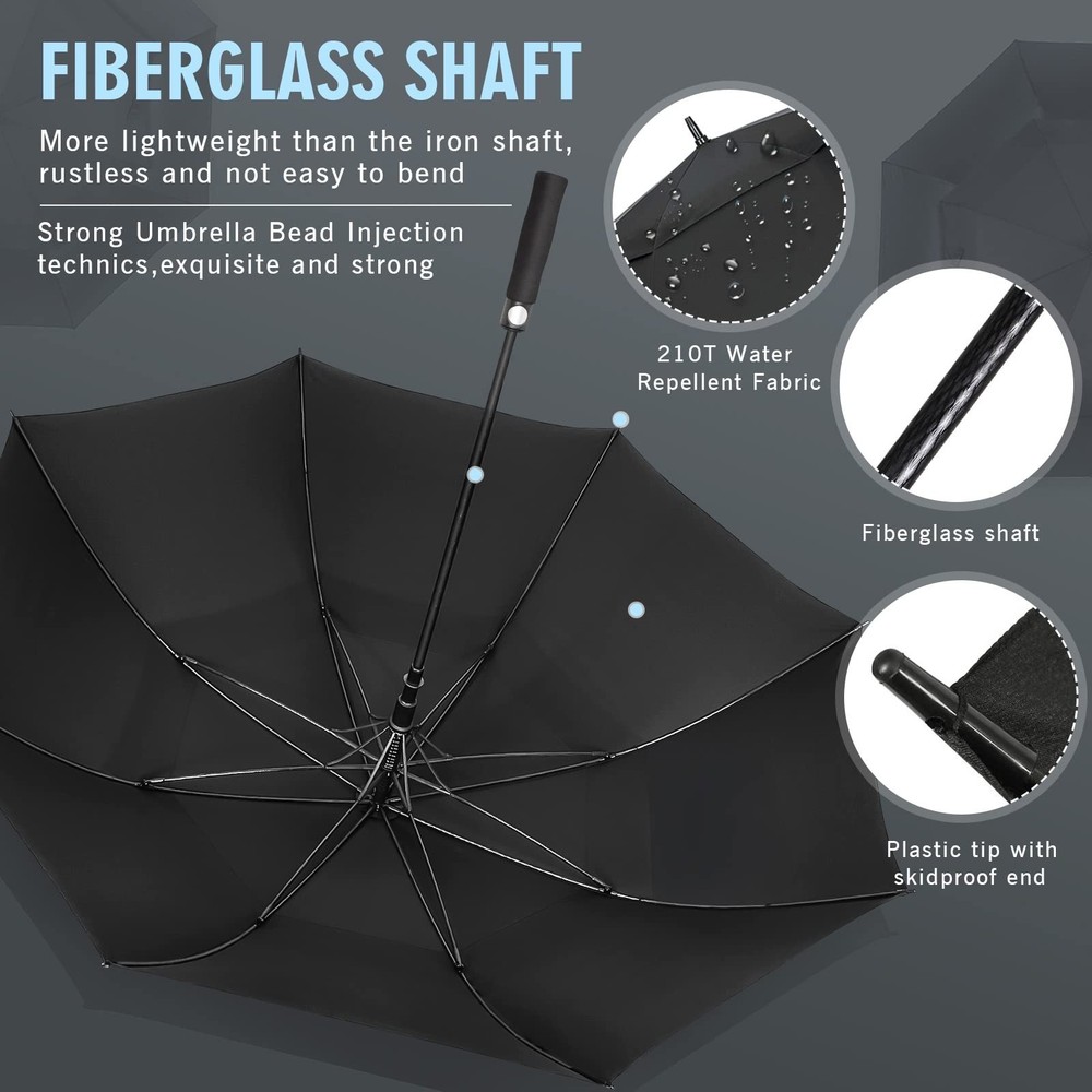 Large Windproof Golf Umbrella Automatic Open Double Canopy