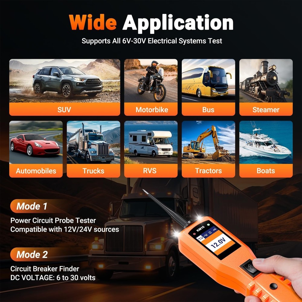 Comprehensive Power Circuit Tester for Accurate Vehicle Electrical Diagnostics