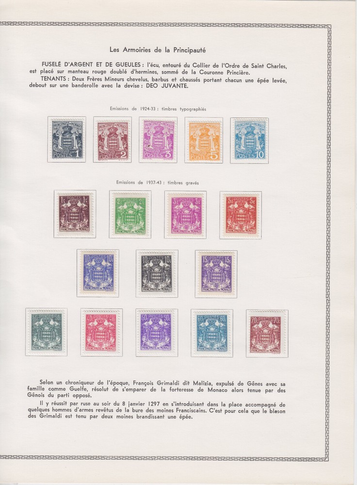 MONACO 1923/1937, 75 REGULAR STAMPS, MOSTLY MLH