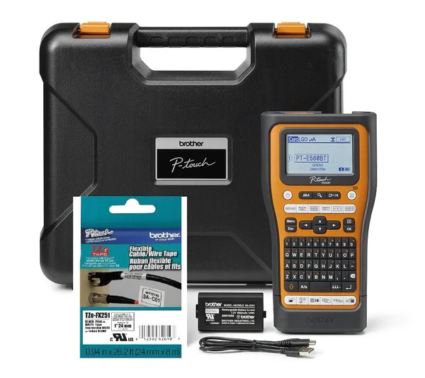 Brother PT-E560BTVP Edge Industrial Label Printer Bundle(Bluetooth & up to 24mm)
