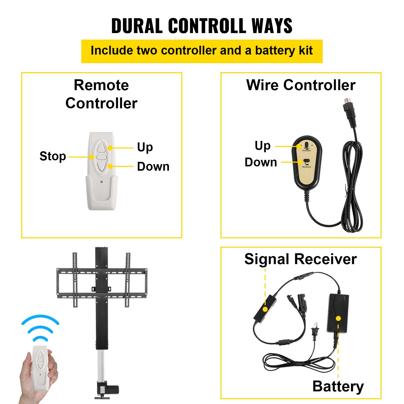 Uimoso Electric Motorized TV Lift Stand for 32-60" LCD/LED/OLED Plasma TVs