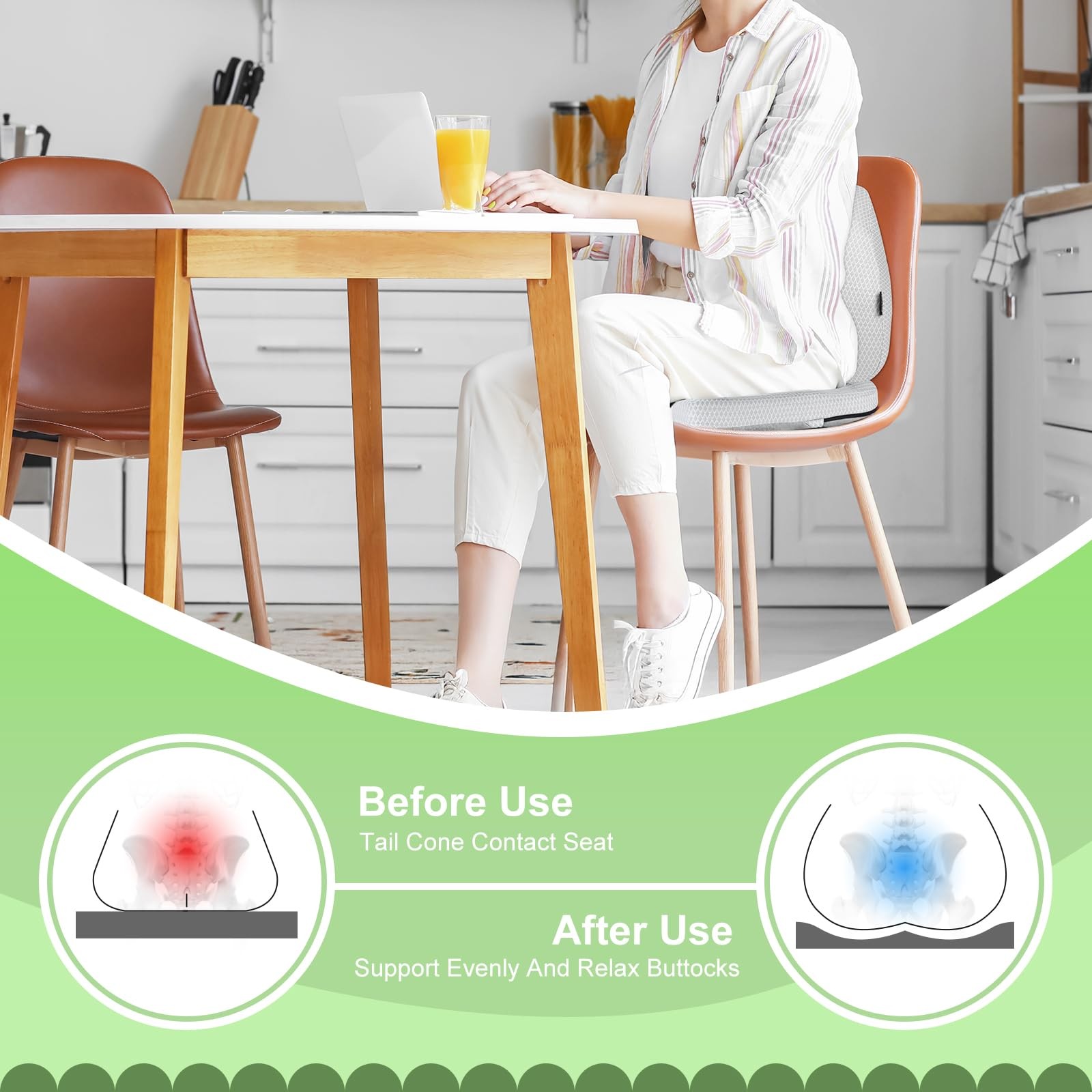 Air Fiber Office Chair Cushion - Ergonomic Seat Cushion for Orthopedic Coccyx...