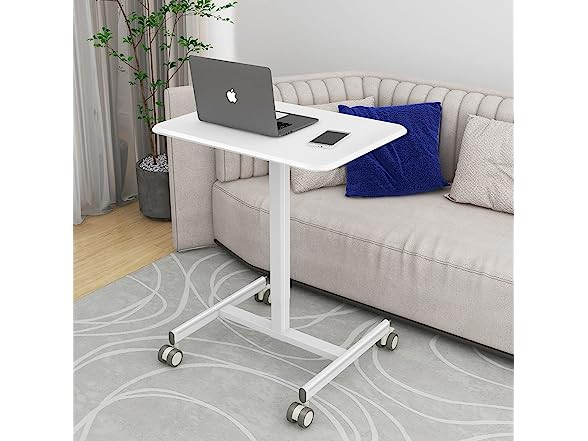 Small Standing Desk - Adjustable Height Rolling Laptop Table on Wheels