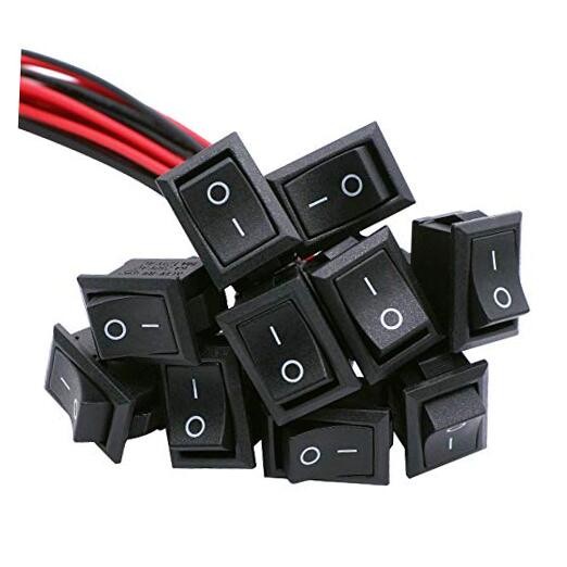10Pcs Rocker Switch ON/Off 2Pin Latching Toggle SPST Switch Snap 10PCS Square
