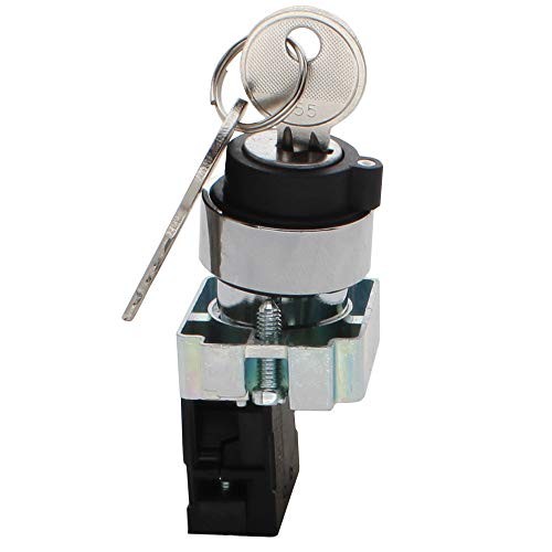 2 Position Maintained Selector Rotary Key Switch - Self-Lock Switch, 4 Pack