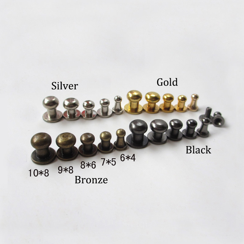 Sam Brown Stud Screw Round Head Solid Brass Rivet Chicago Button Leather Craft