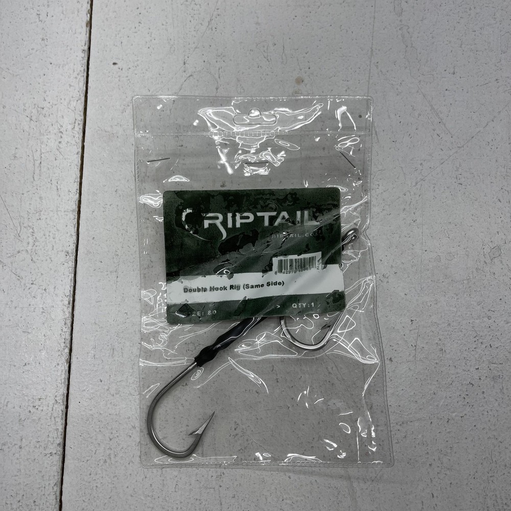 RipTail Double Hook Rig Size 8 Silver Same Side Saltwater Fishing Tackle