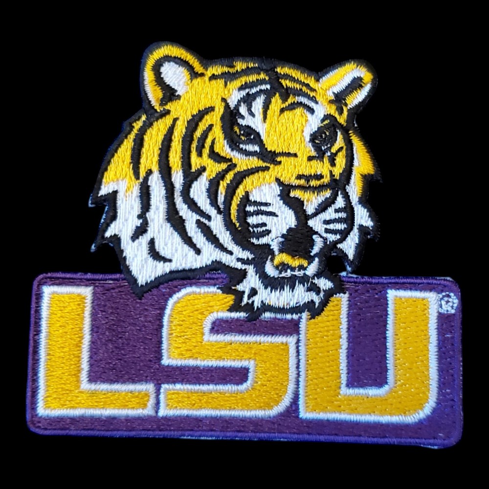 LSU Tigers Patch. Embroidered. Iron On Backing. 3"x3"