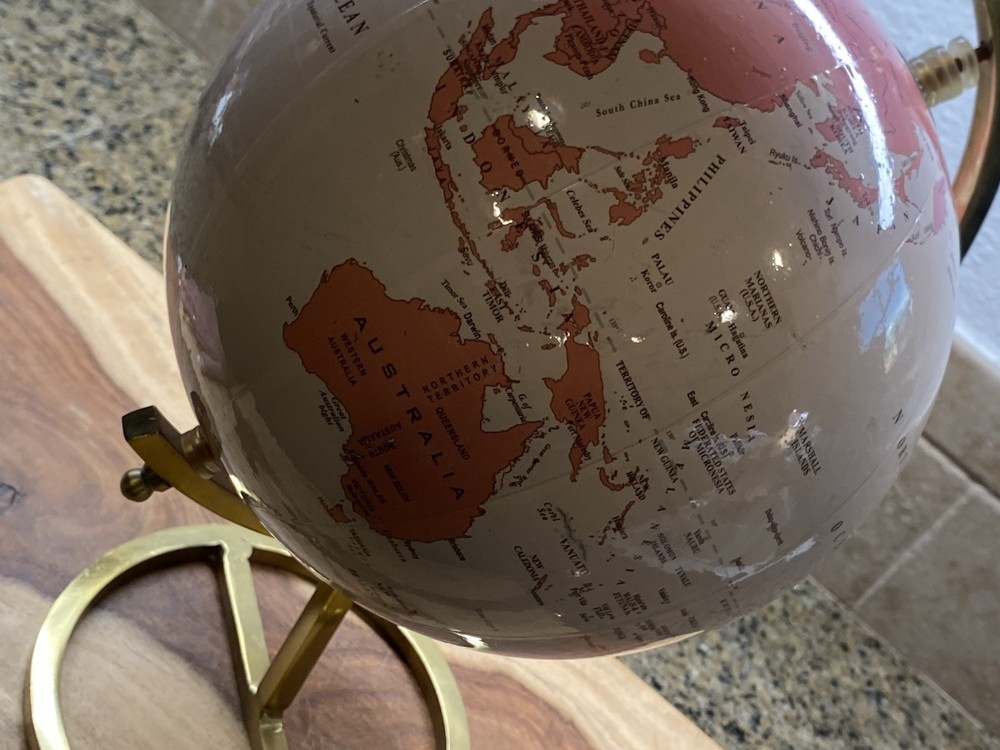World Globe Pink With Gold Tone Solid Stand Desktop