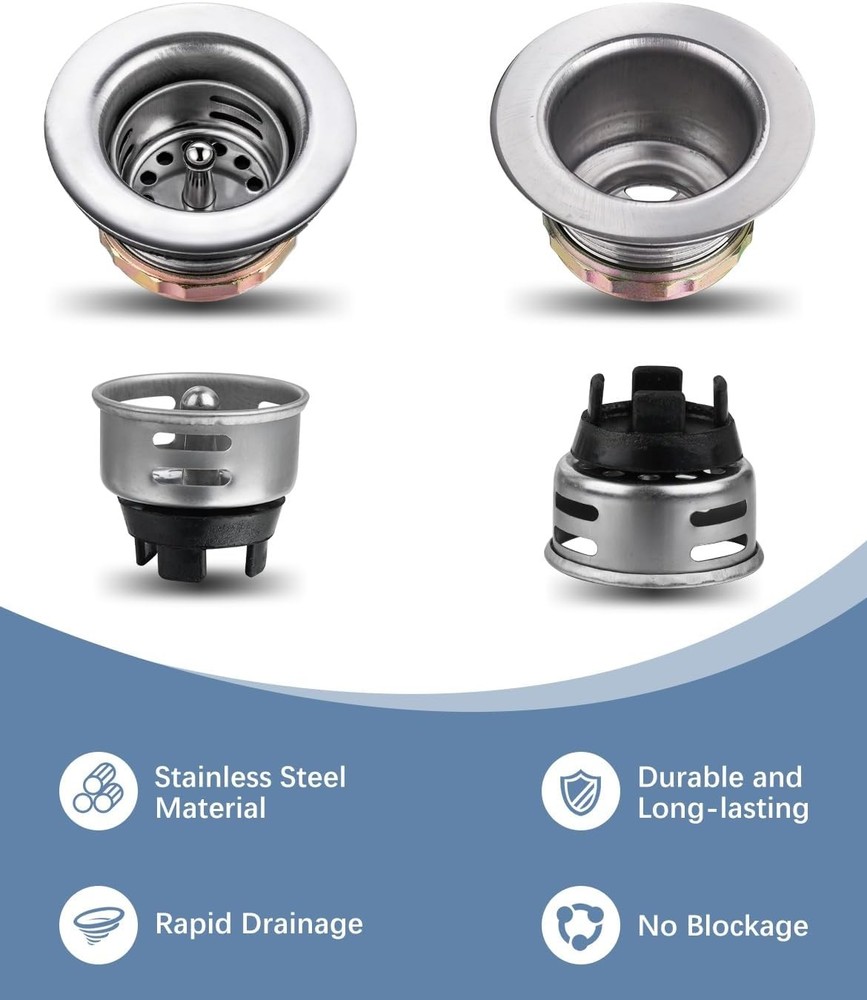 Professional 2" Kitchen Sink Drain Set featuring Strainer and Stopper