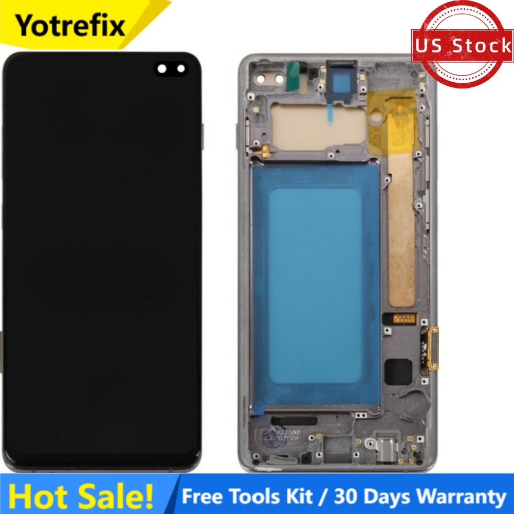 LCD Screen Replacement for Samsung Galaxy S10 Plus G975 Display w/Frame + Tools