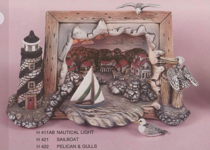 Nautical Lighthouse Light Scene w/light kit ceramic bisque