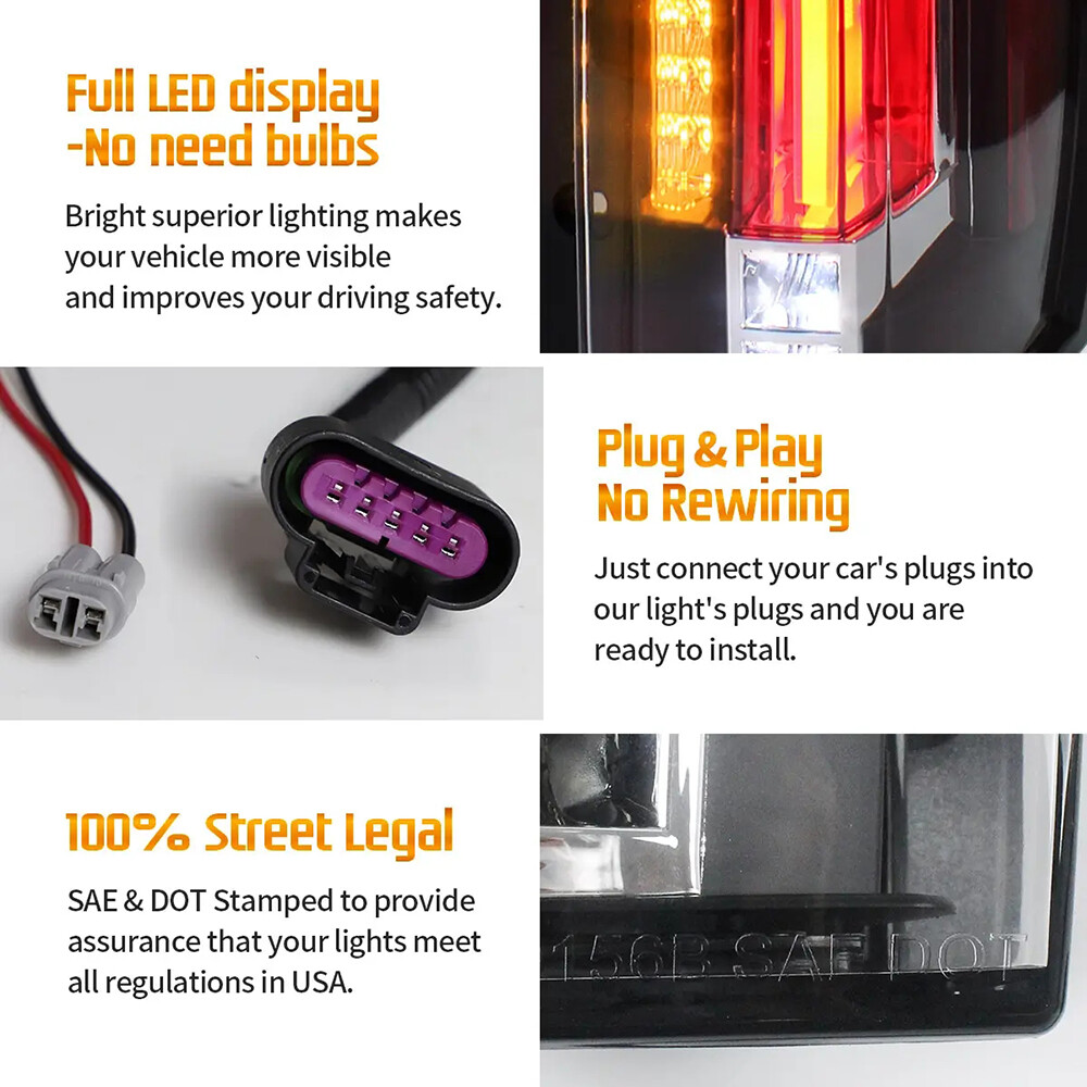 VLAND Clear LED Rear Tail Lights For 07-2014 Chevy Tahoe Suburban 1500/GMC Yukon