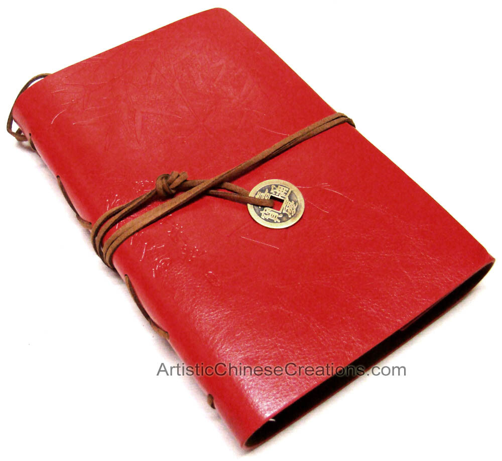 Asian Bamboo Leather Journal - Red