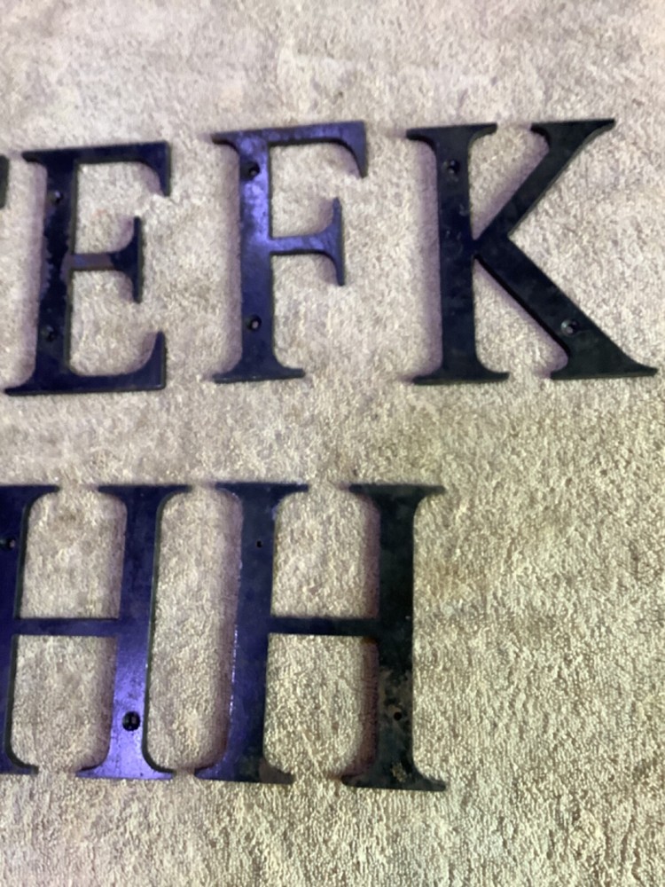Eight 6" steel letters