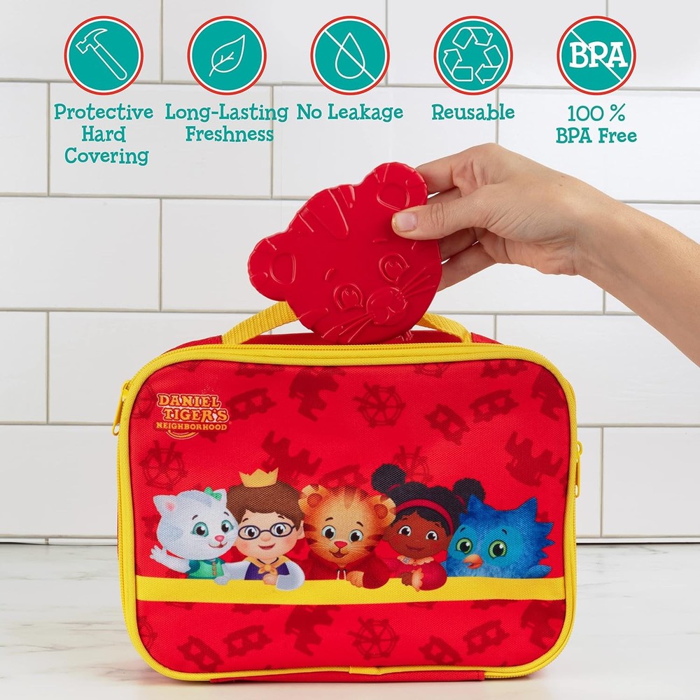 Daniel Tiger Reusable Hard Ice 3 Pack Slim Lightweight Design, Cool Thin