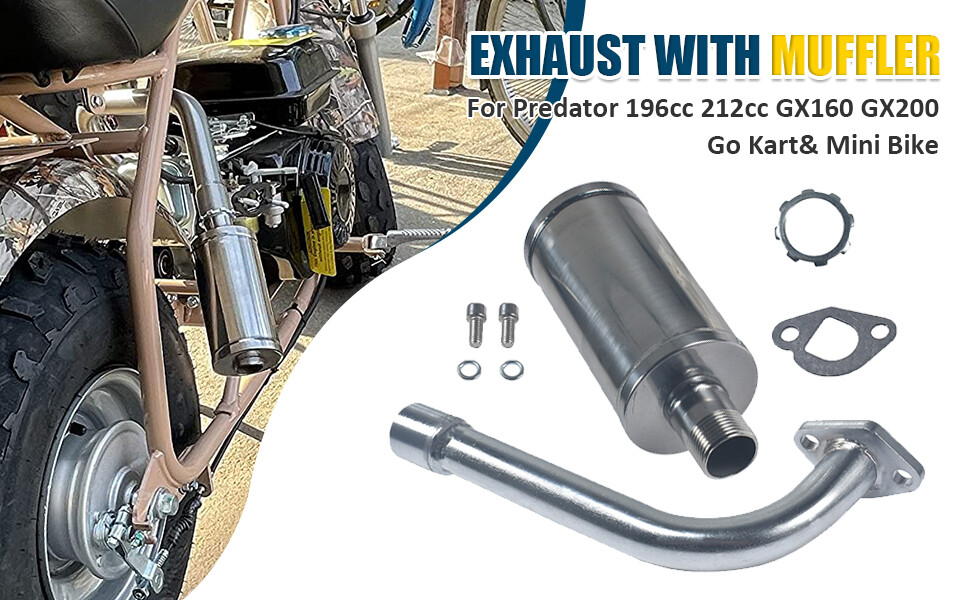 Exhaust Pipe Header & Muffler For Predator 196cc/212cc Honda GX160 GX200 Go Kart