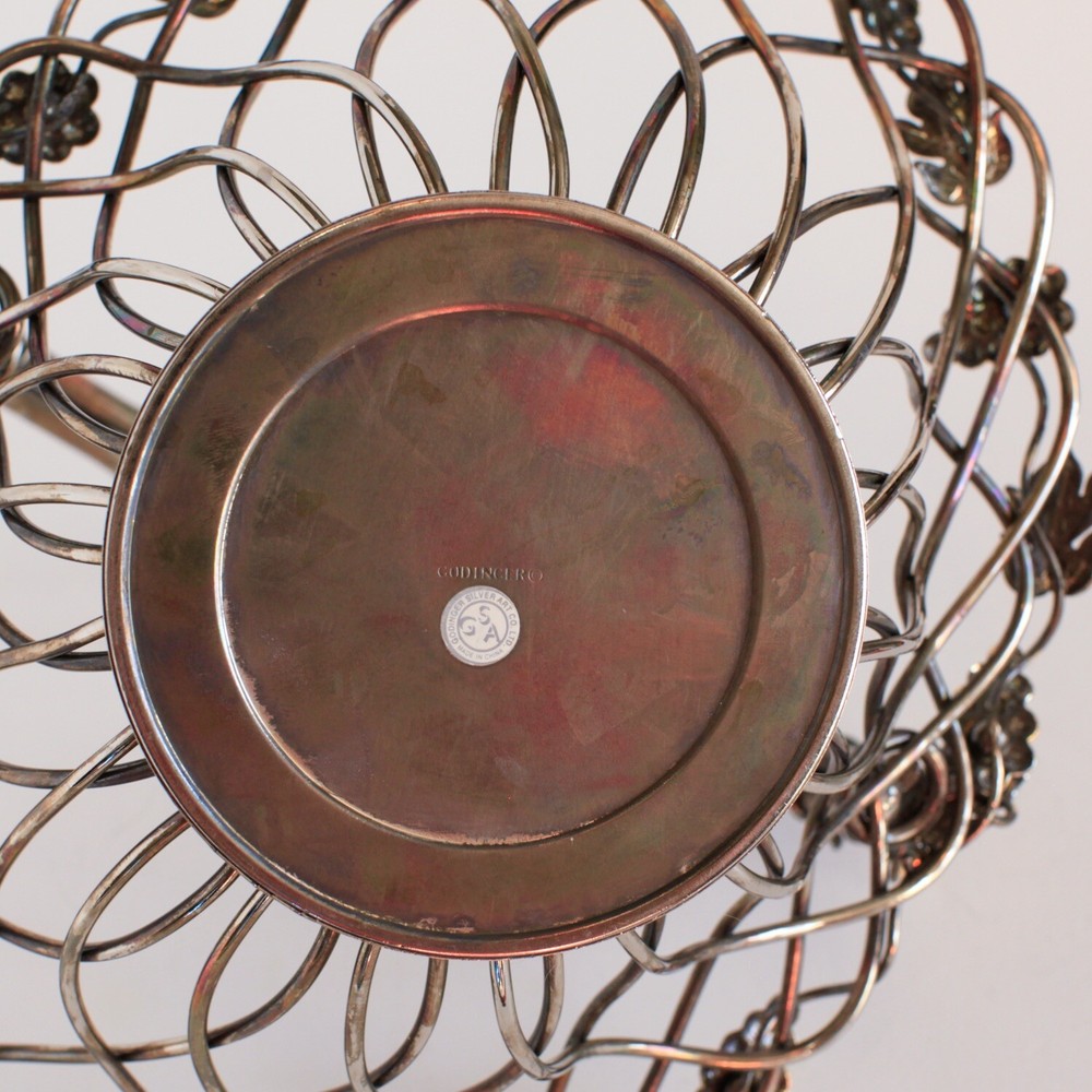 GODINGER Silver ART Vineyard GRAPE VINE SILVER PLATED BASKET with Handle