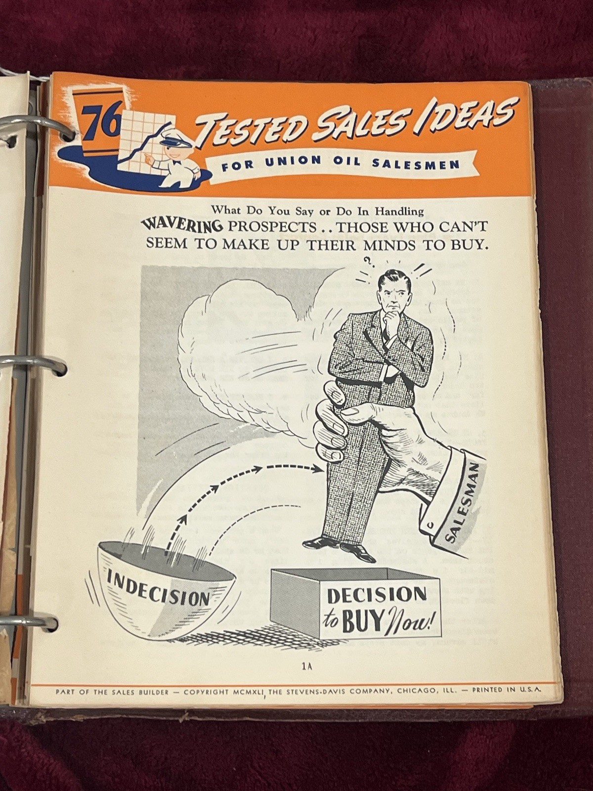 Union Oil Sales Builder Binder 1940s Internal Training Portfolio Illustrated