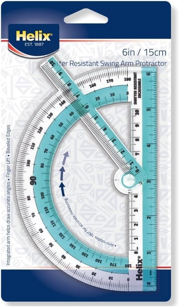 Lightweight 180° Protractor with Integrated Ruler - Perfect for Geometry Classes