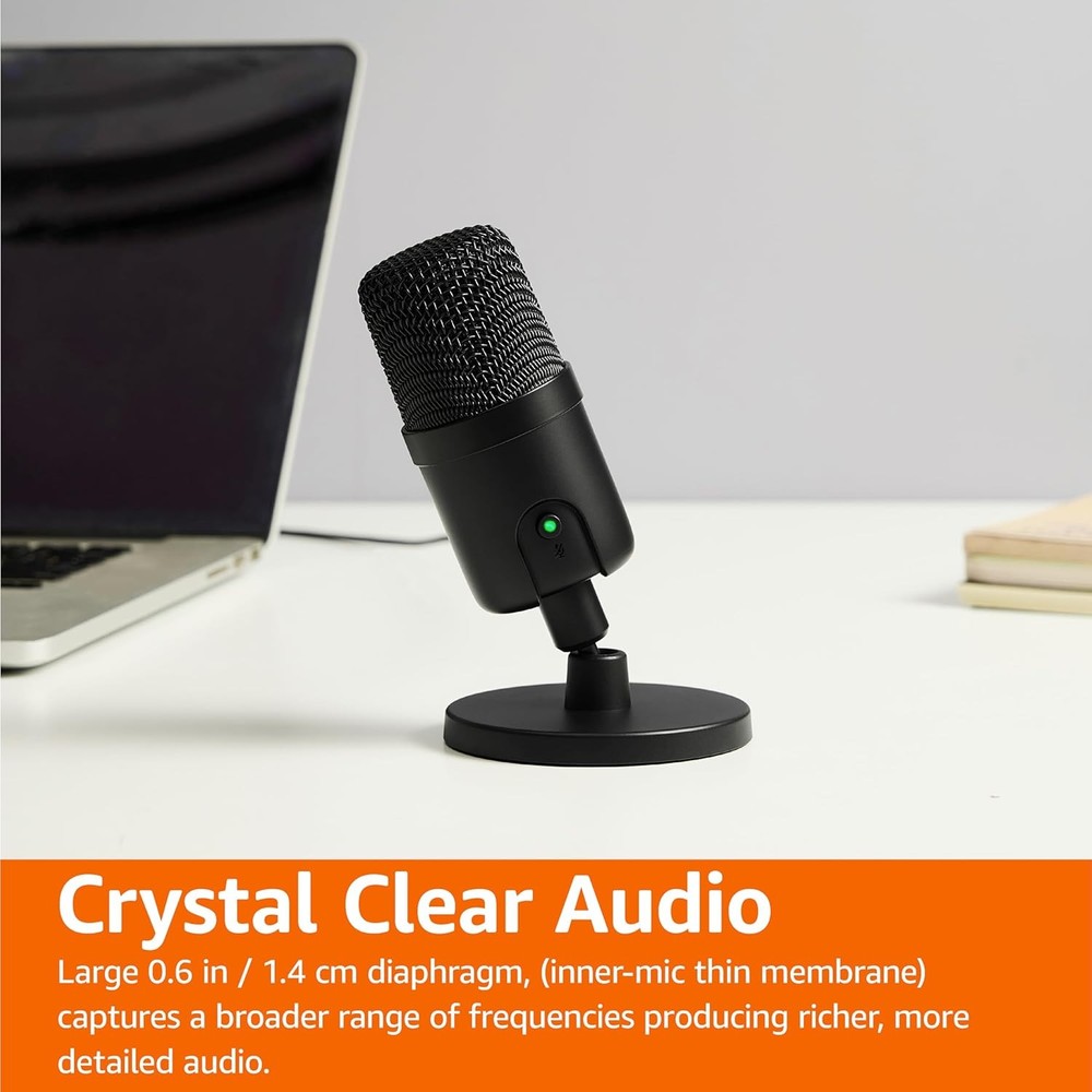 Amazon Basics USB Condenser Microphone for Streaming, Recording, and Black