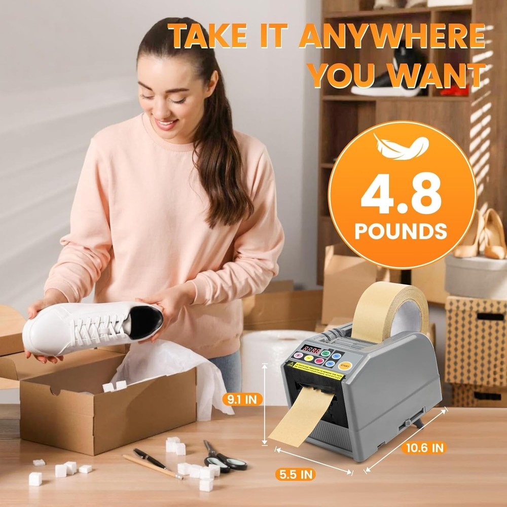 Portable Automatic Tape Cutter with Memory Settings - Enhance Packing Efficiency