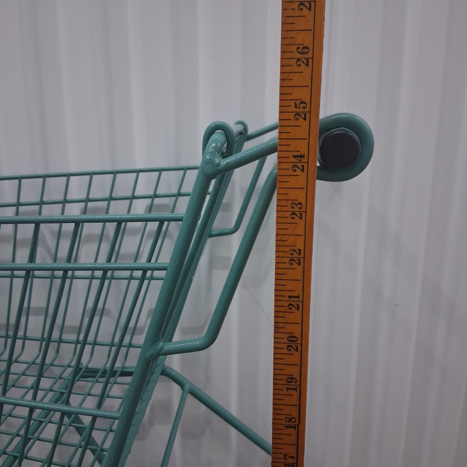 Vintage 70's Winn-Dixie Teal Child's Small Shopping Cart 25" Metal Grocery Buggy