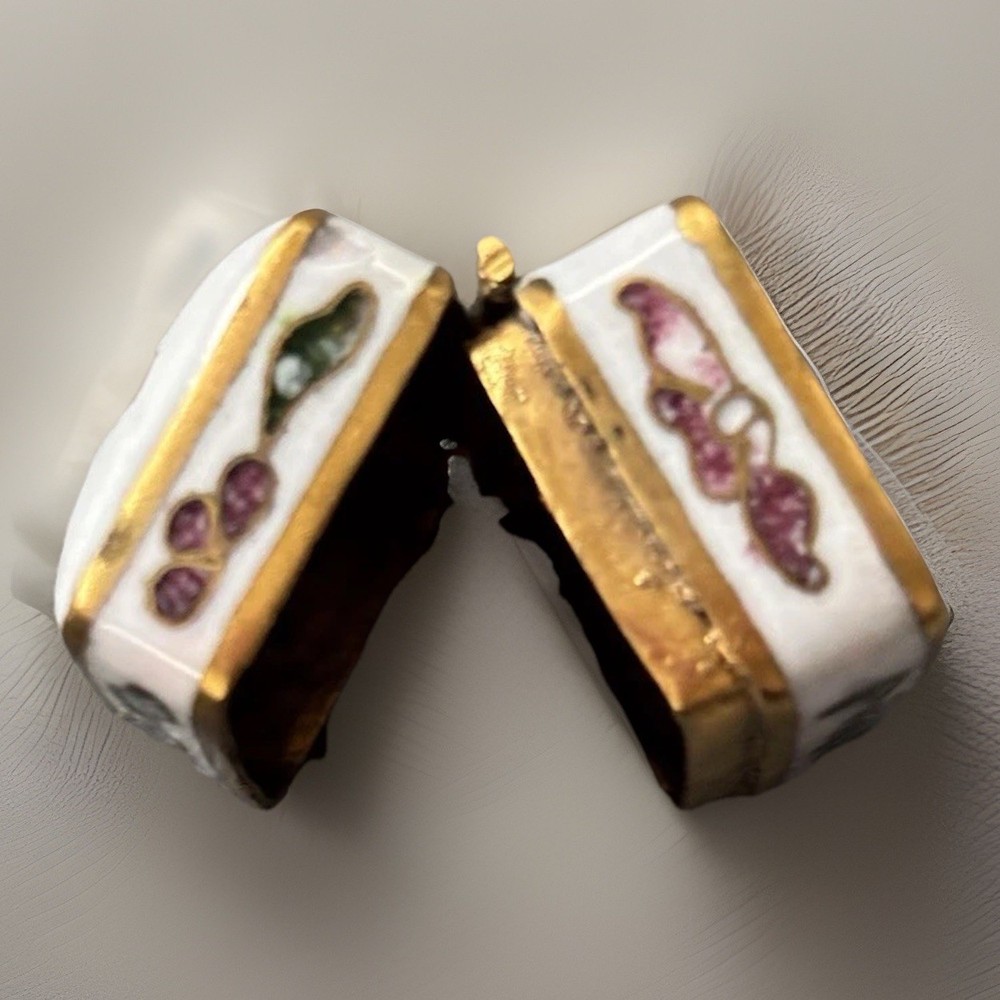 Mini Hinged Vintage Rectangular Cloisonné Trinket Box