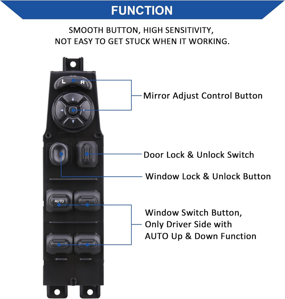 1997-2001 for Jeep Cherokee Front Left Driver Side Window Switch – Compatible