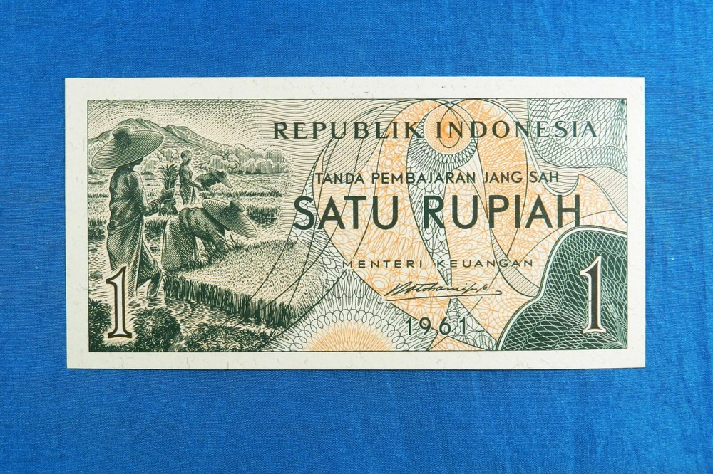 1961 Indonesia 1 Rupiah Banknote *P-78* *UNC*