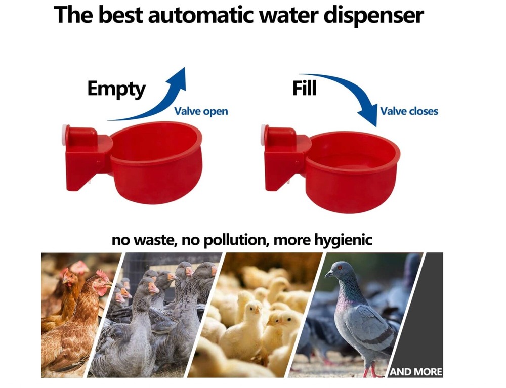 6 PCS Automatic Water Cups Poultry Drinker Waterer Chicken Duck Quail Drinking