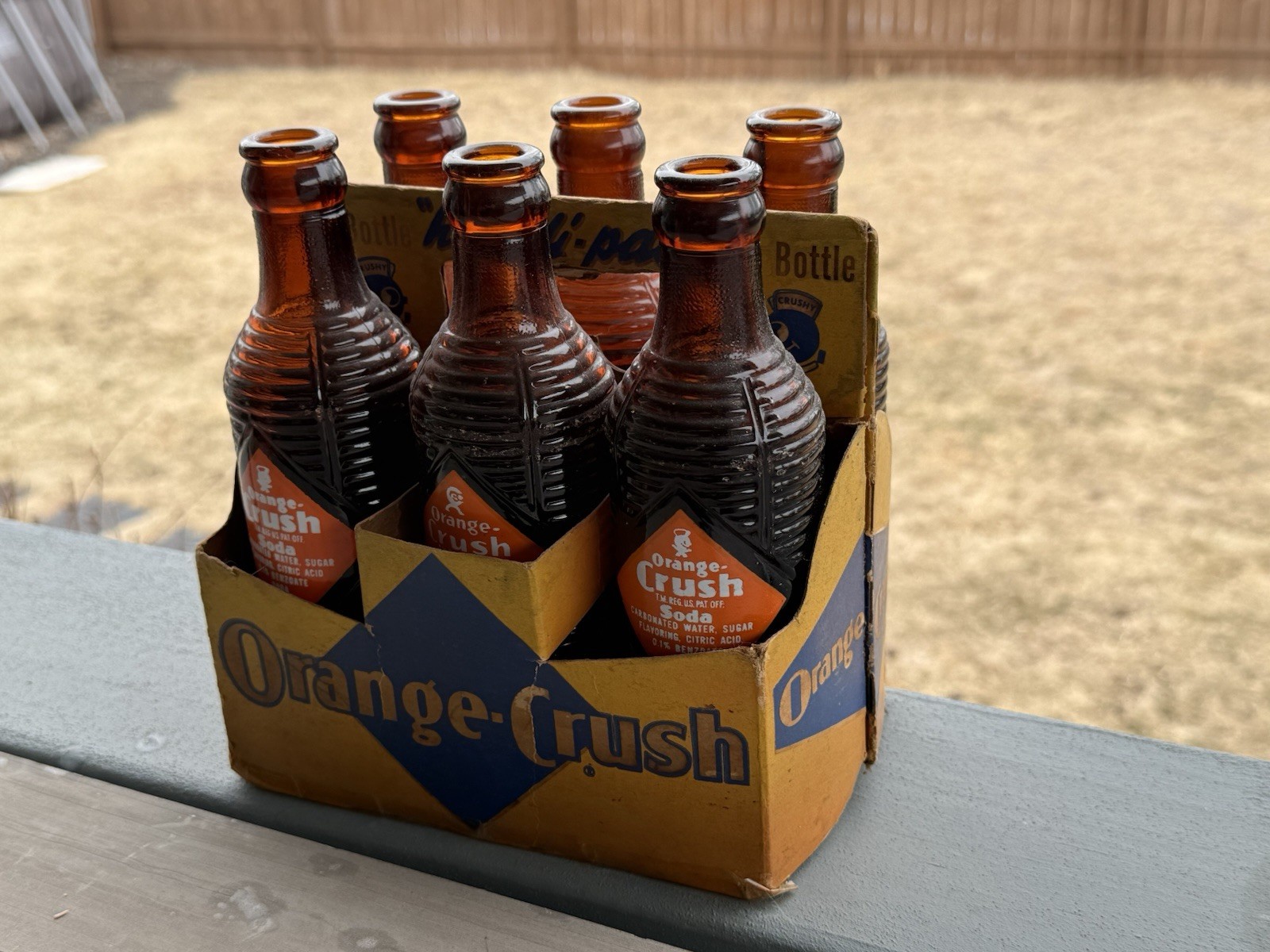 Rare 1940’s Orange Crush Cardboard 6 Pack Handi-Pack W/ Bottles Clinton Iowa