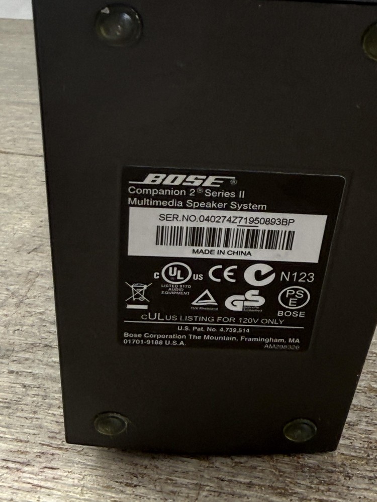 Bose Companion 2 Series II Multimedia Computer Speaker Black UNTESTED No Cables