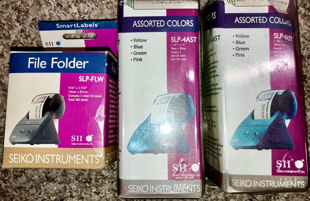 Seiko SLP 100 Smart Label Printer TESTED Bundle w/ 8 Boxes Labels NOS