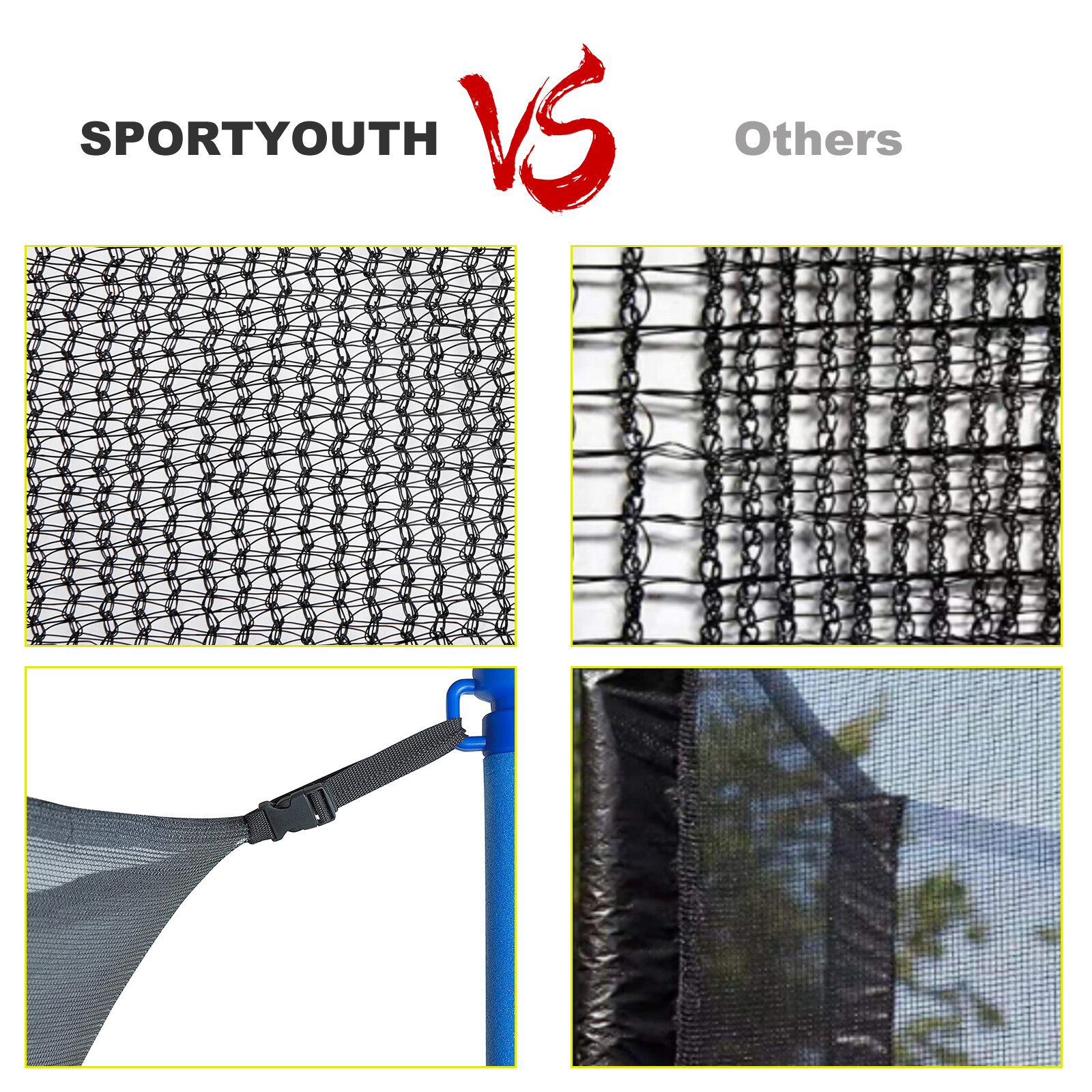 15ft Trampoline Safety Net Round Replacement Fit 6 Poles Enclosure Netting