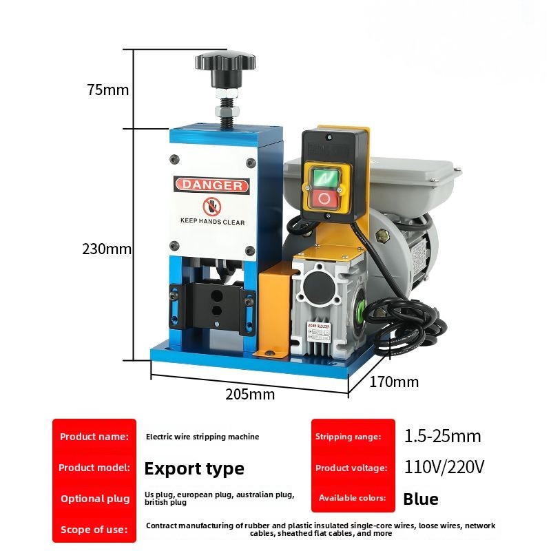 Electric Wire Stripping Machine 0.05" - 1" Copper Cable Stripper 1.5-25mm