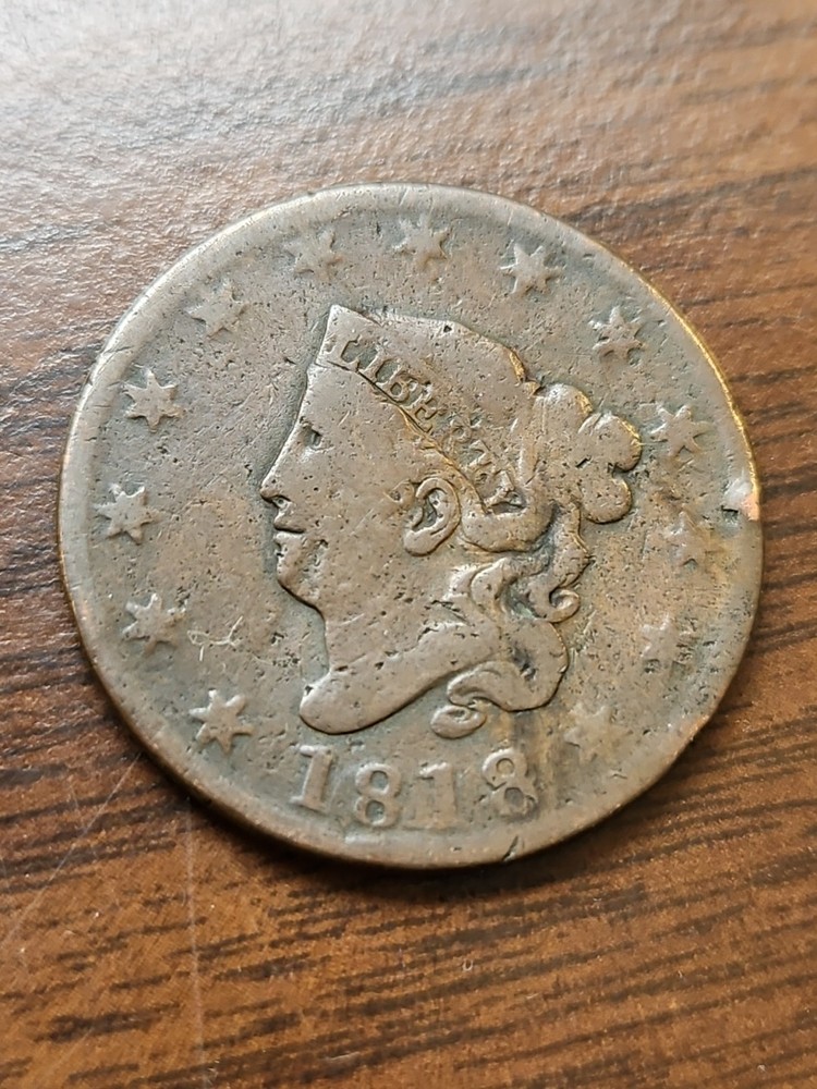 1818 1C BN Coronet Head Cent