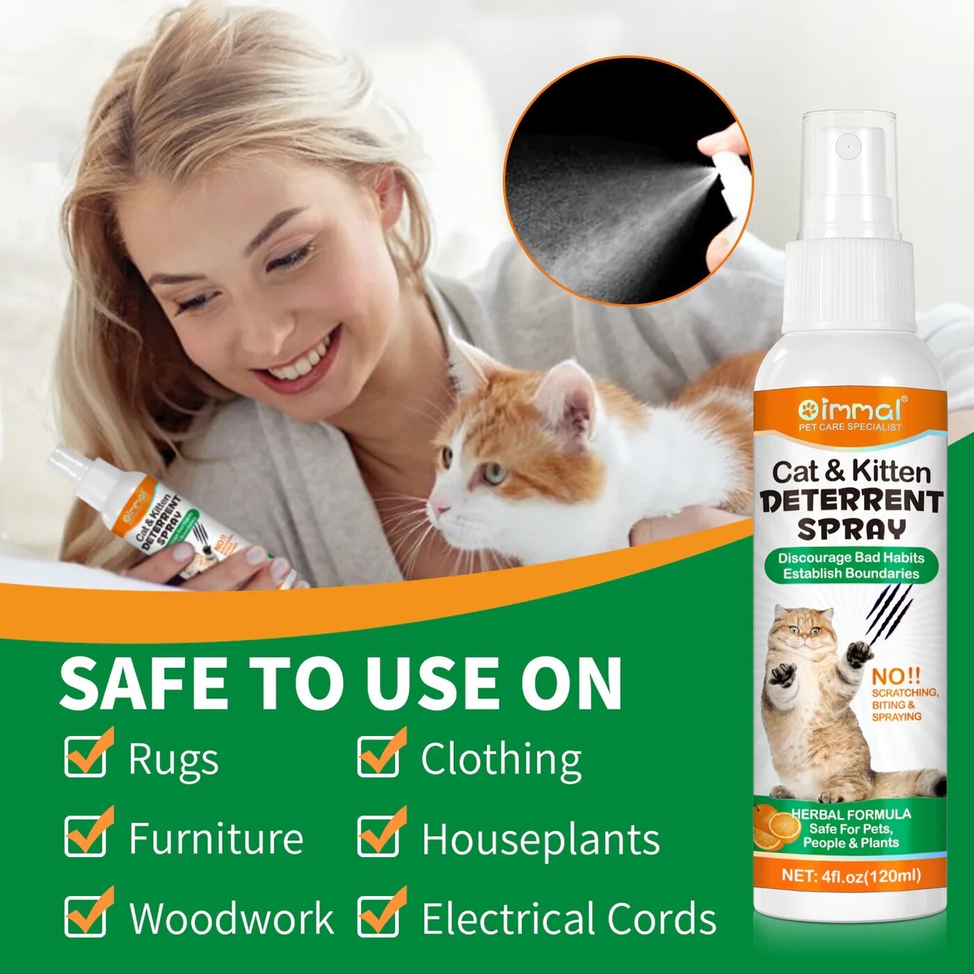 2-in-1 Cat & Kitten Training Aid | Cat Deterrent Spray for In/Outdoor 120 ML