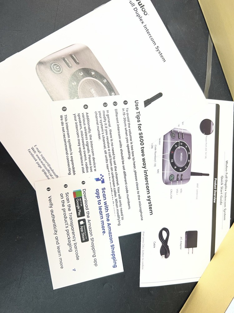 Wuloo S600-P2 Wireless Intercom 2 Pack Full Duplex 1 Mile Range