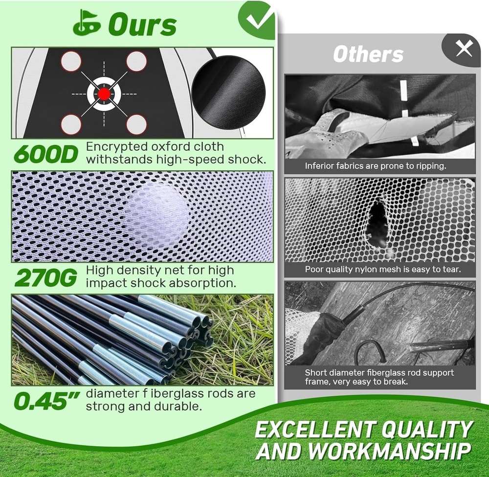 Golf Net, 10X7Ft with Golf Practice Mat, Hitting Aid Nets for Backyard Driving