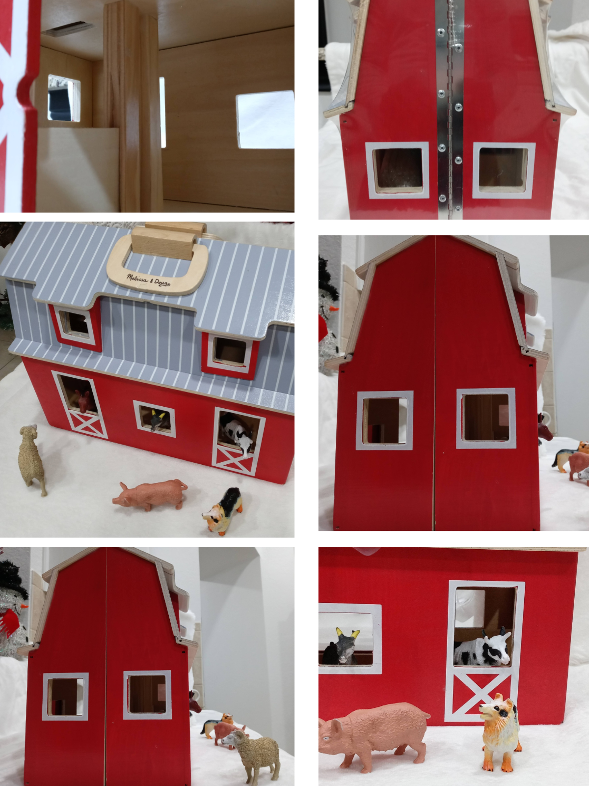 Melissa & Doug Portable & Foldable Red Barn Toy With Farm Animals Coral & Ladder