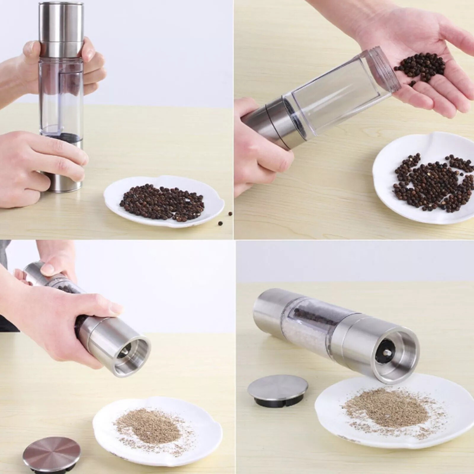 Double-head Grinder Pepper Sea Salt Grinder Manual Quick Milling Bottle