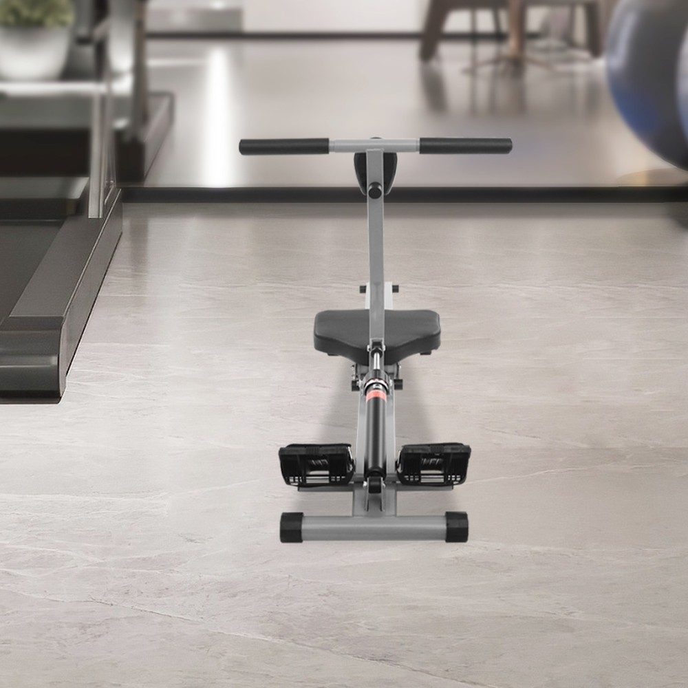 Grey+Black Foldable Home Rowing Exercise Machine with LED Display 25.35lbs