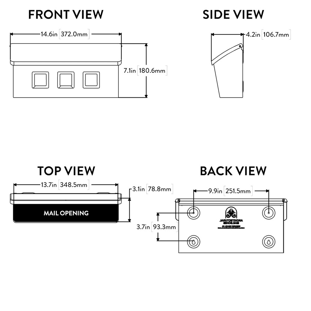 Architectural Mailboxes Wayland™ Wall-Mounted Mailbox for Small, Black