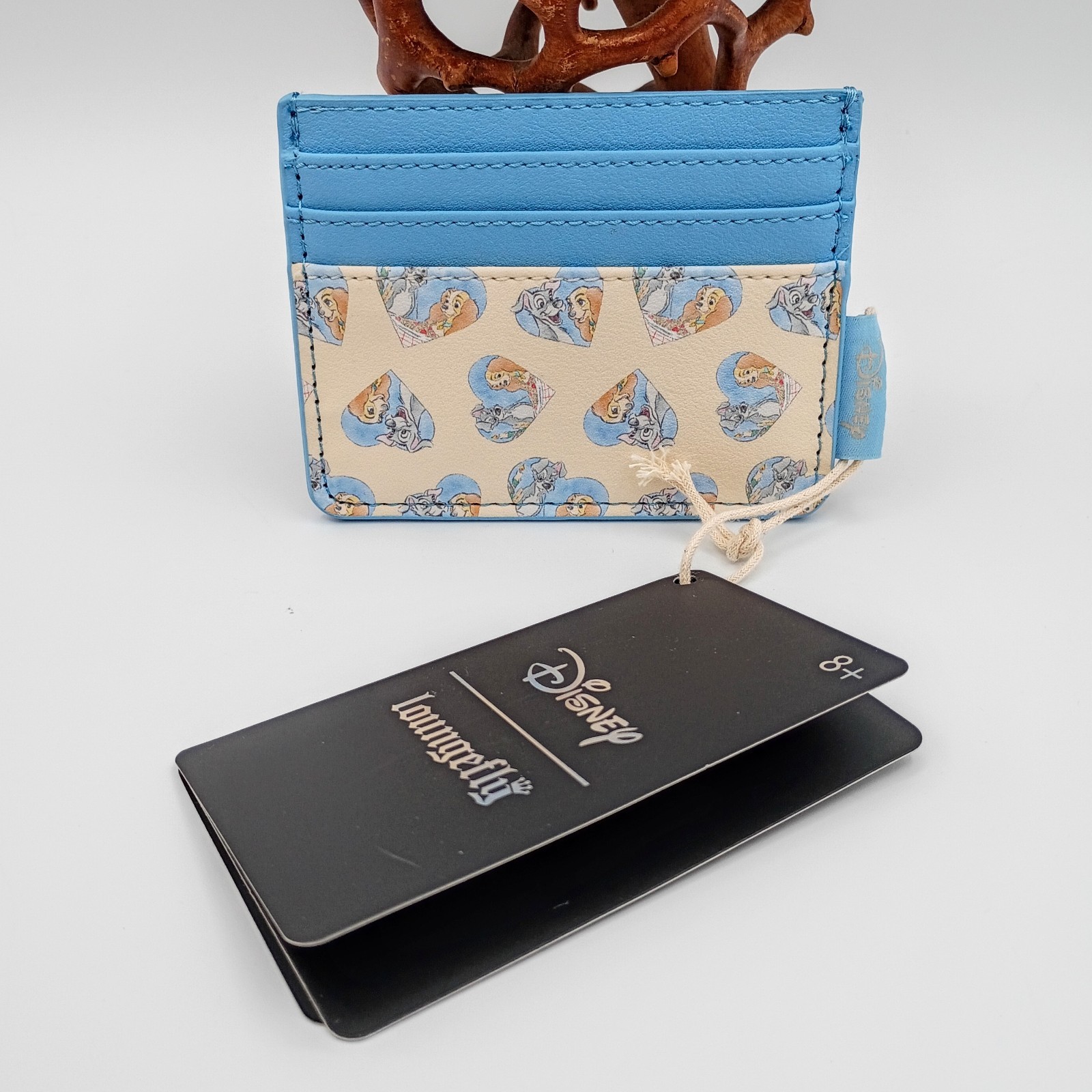 Loungefly Card Holder Disney's Lady And The Tramp Light Blue w/Hearts & Dogs