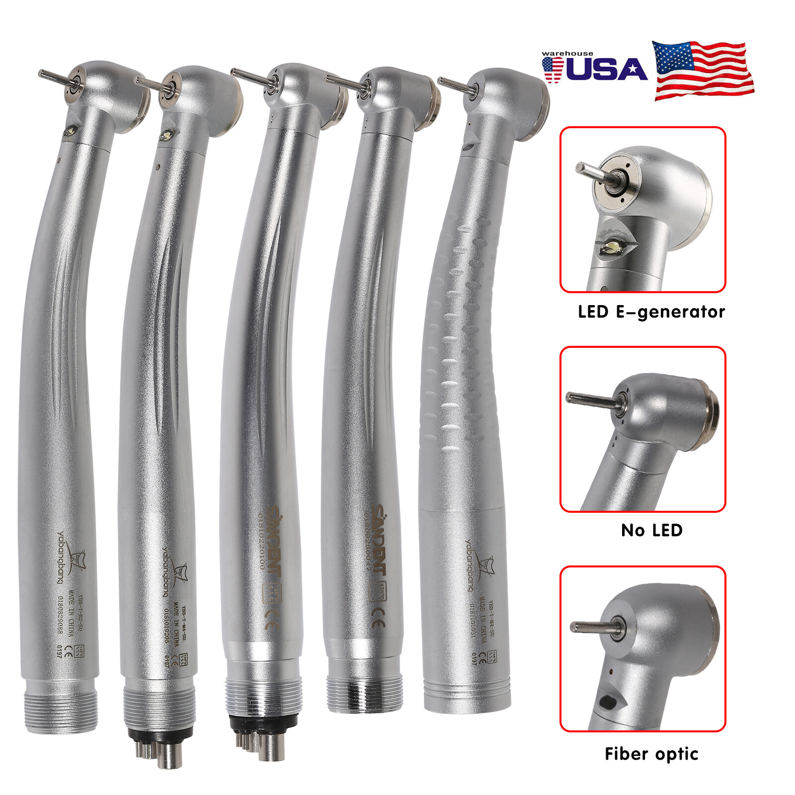 NSK Style Dental (Fiber Optic LED E-generator) High Speed Handpiece 2/4 Holes US