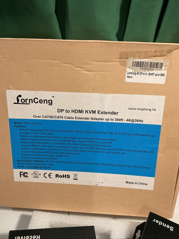 4K HDMI KVM Extender Over Cat5e/Cat6 Cable Extender Adapter up to 394ft Untested