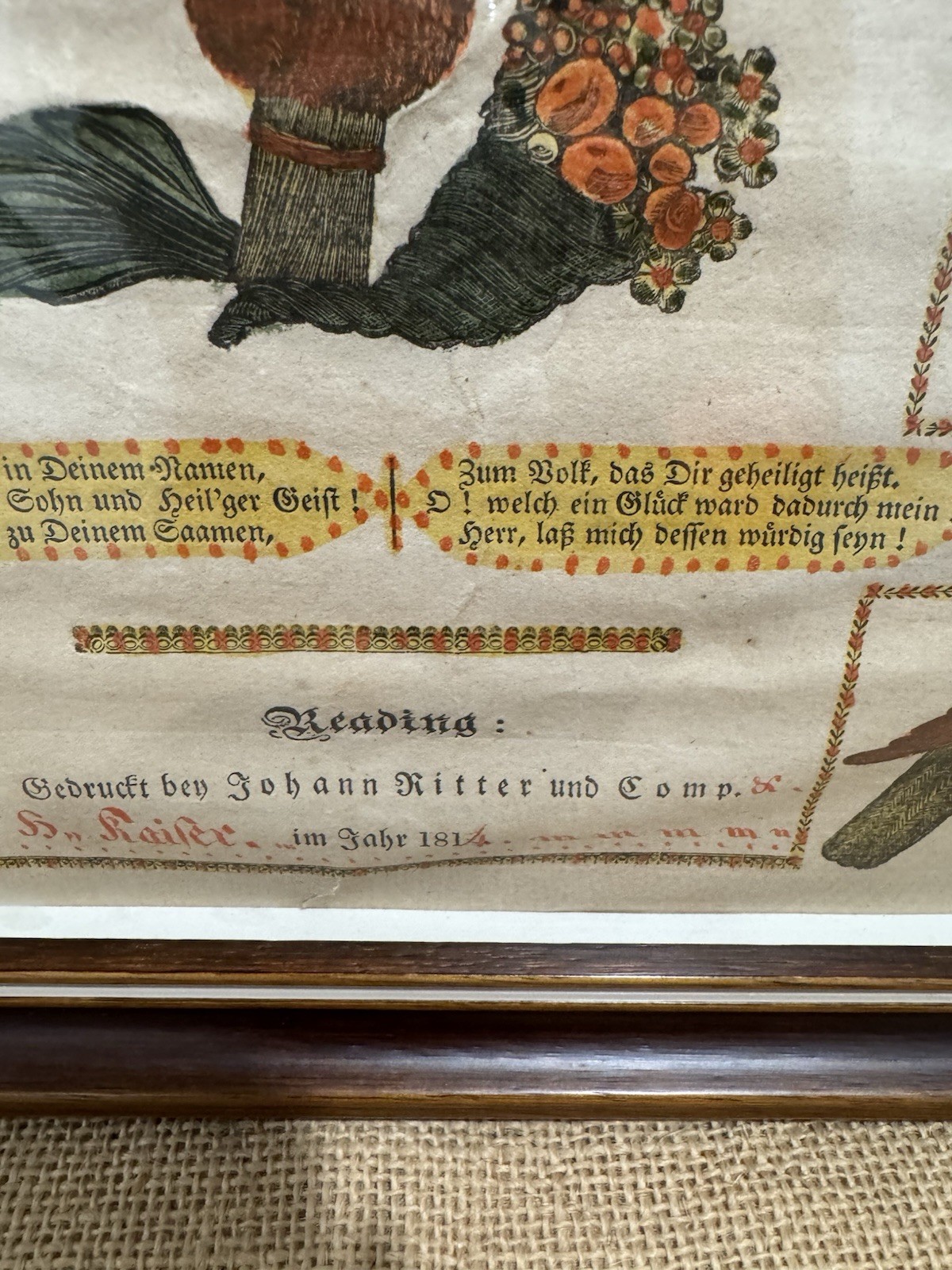 Antique Johann Ritter Taufschein Birth Certificate And Baptism 1814