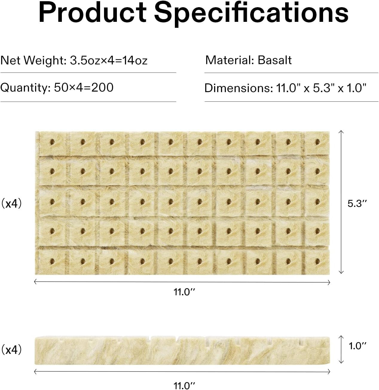 VIVOSUN 1" Rockwool Cubes,4 Sheets of 200 Plugs,for Rooting, Cuttings, Plants